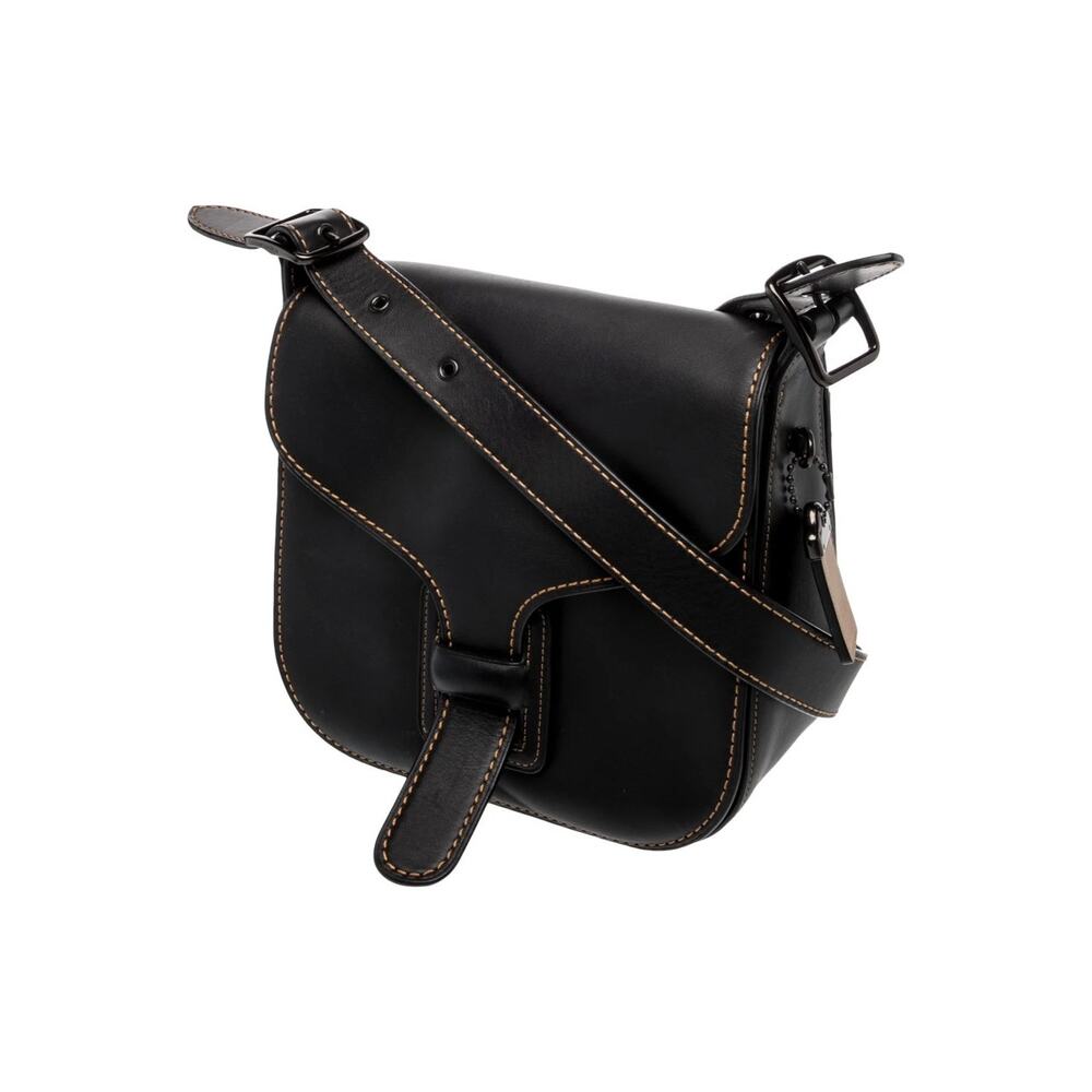 COACH Courier Bag Black contrast stitching flap crossbody shoulder unisex EUC - Picture 4 of 7